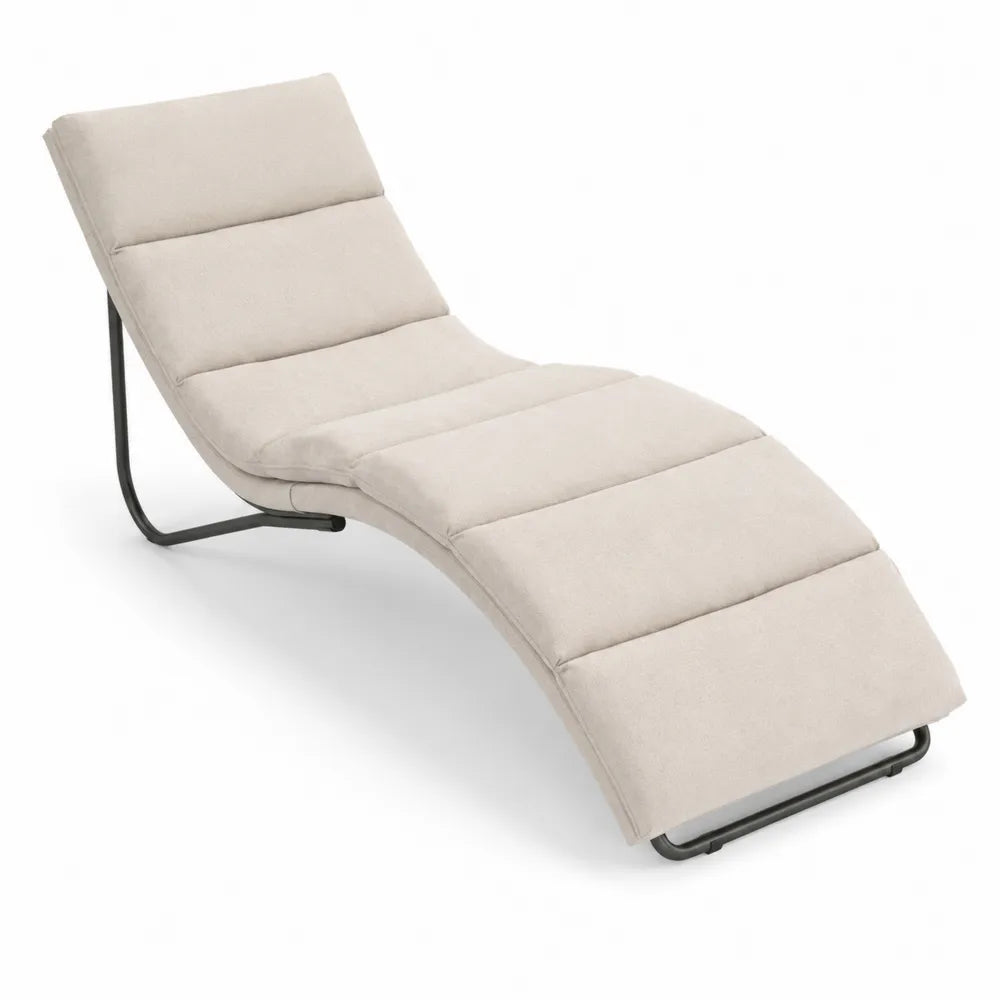 Sdraio Curvo in Tessuto e Metallo Beige