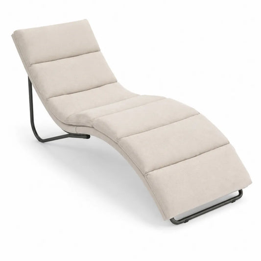 Sdraio Curvo in Tessuto e Metallo Beige