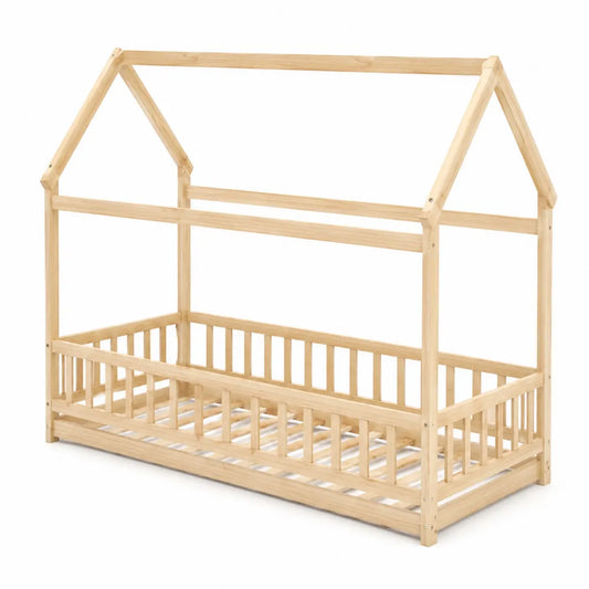 Letto per bambini in legno massello naturale 190x90 cm