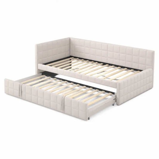 Letto Estraibile in Ecopelle Beige