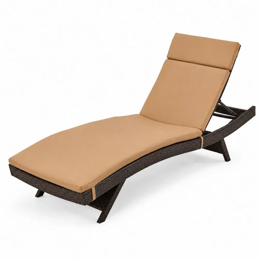 Lettino prendisole in rattan con cuscino regolabile color Marrone/Beige